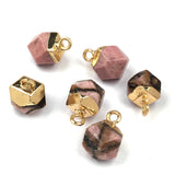 Natural Stone Pendants,Faceted Stone Rose Quartz Tiger eye  Charms for DIY Bracelet Necklace Jewelry versatile DIY Bracelet