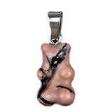 Cute Natural Crystal Gummy Bear Pendant Necklace - Healing Gemstone Amethyst Rose Quartz Bear Charms Jewelry Gift for Women