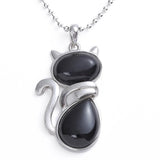 Natural Gemstone Cat Pendant Silver‑Tone Alloy Animal Charm Double Teardrop Inlaid Crystal Stone 22×40mm Chakra Reiki Healing Pendant for DIY Necklace Jewelry Making Bulk