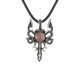 Fashion Jewelry Necklace Natural Stone Crystal Labradorite Double-winged Dragon Sword Pendant Necklace Accessories Women