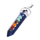 7 Chakra Crystal Point Pendant, Natural Stone Double Terminated Crystal Wand Pendant Chakra Healing Jewelry