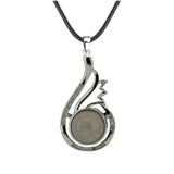 33mm Natural Crystal Teardrop Pendant Necklace, Silver-Plated Gemstone Charm