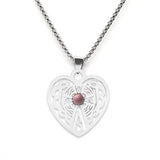 Vintage Stainless Steel Heart Pendant Necklace with Natural Green Aventurine - Celtic Knot Carved Heart Jewelry - Spiritual Protection Gift for Women & Men