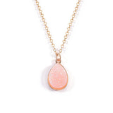 Teardrop Druzy Crystal Pendant Necklace, Gold‑Tone Alloy Bezel Teardrop Sparkly Druzy Necklace for Women, Adjustable Chain 52+5cm Dainty Daily Statement Jewelry