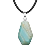 30mm Natural Crystal Coffin Pendant Necklace, Gothic Healing Stone Charm for Halloween
