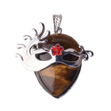 Vintage Carnival Mask Natural Teardrop Gemstone Pendant, Silver Plated Masquerade Mask Crystal Charm, Multi‑Variety Healing Stone Pendant for Handmade Necklace Craft Supply