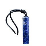 60mm Natural Crystal Cylinder Pendant Necklace, Adjustable Braided Cord Wand Amulet