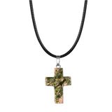 Natural Stone Cross Pendant Necklace Wholesale Assorted Healing Crystal Quartz Crucifix Amulet with Adjustable Cord Spiritual Jewelry Gift for Men Women