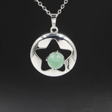 Star Hollow Natural Crystal Stone Locket Pendant, Openable Round Star Gemstone Charms Necklace, Healing Crystal Jewelry for Women Gift