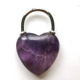 Natural Crystal Heart Lock Pendant Charms, Chakra Stone Beads for DIY Necklace Jewelry Making