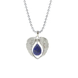 Vintage Silver Angel Wings Heart Necklace - Ready to Wear Teardrop Crystal Ball Chain Pendant for Women, Spiritual Gift