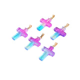 Healing Crystal Glass Cross Pendant Various Color Small Cross Pendant Necklace Keychain Earring Accessories