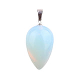 Minimalist Natural Stone Teardrop Necklace Smooth Polished Water Drop Crystal Charm Pendant with Adjustable Black Cord Unisex Spiritual Protection Jewelry