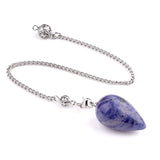 Natural Quartz Crystal Water Drop Pendulum Faceted Teardrop Gemstone Healing Pendulums with Silver Chain for Dowsing Divination Chakra Energy Balancing