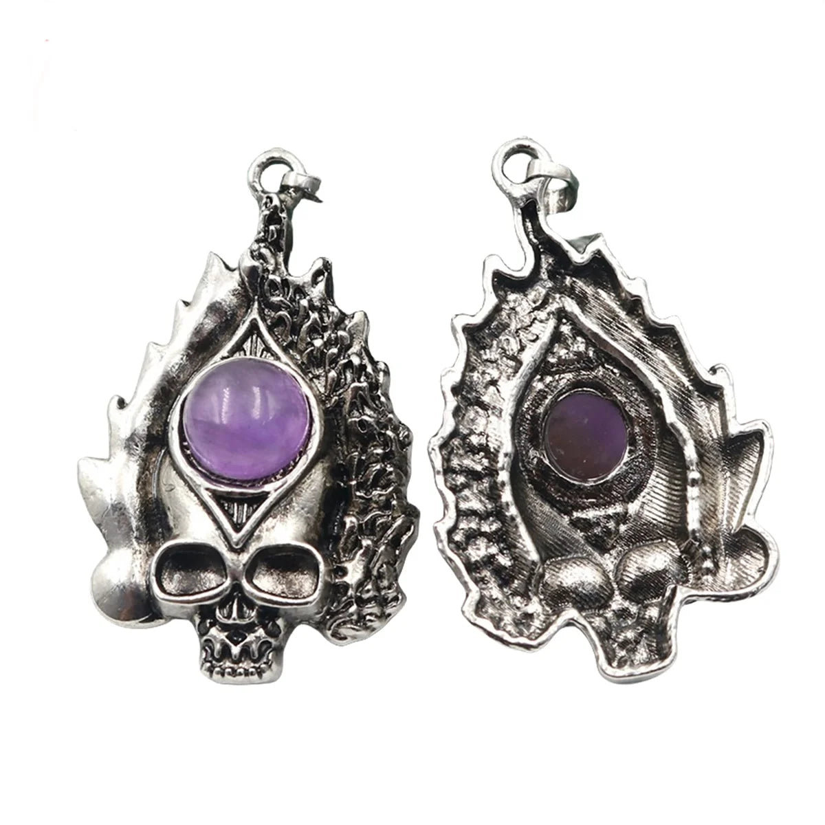 Dark Culture Silver Skull Fire Charm • Vintage Biker Flame Skeleton Replacement Pendant • Unisex Rocker Hip Hop Halloween Jewelry Gifts