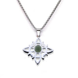 Stainless Steel Witch’s Knot Gemstone Necklace  Celestial Moon Goddess Pendant - Wiccan Protection Jewelry for Women & Men