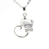 Crystal Lovely Cat Pendant Necklace birthday gift Handmade Cat Stone Pendant Necklace for Women, Healing Crystal Amulet Cat