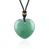 30mm  Gemstone Heart Pendant Necklace Handcrafted Crystal Love Charm on Adjustable Cord Healing Stone Jewelry Gift for Her, Him & Couples