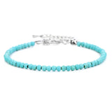 Tiny Micro Faceted Natural Stone Beaded Bracelet Silver Adjustable Extension Chain Dainty Stacking Bracelet for Women Daily Layering Jewelry