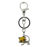 Healing Crystal Rose Quartz Semiprecious Stone Crafts Charm Cat Pendant Keychain for Women and Men