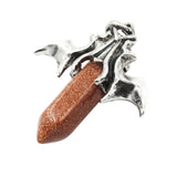 Natural Crystal Amethyst Healing Hexagonal Point Silver Bat Wing Gemstone Pendant For Jewelry Making