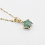 Gold Plated Star Shape Natural Crystal Pendant Necklace, 13×13mm Faceted Five‑Pointed Star Gemstone Necklace, Reiki Chakra Healing Stone Jewelry for Women