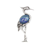 Antique Silver Red Crowned Crane Brooch Pendant Inlaid Natural Crystal Oriental Lucky Bird 2 In 1 Brooch & Necklace Gemstone Jewelry for Women