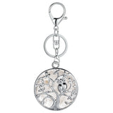 Sterling Silver Owl Tree of Life Gemstone Pendant Key chain with Round stones pendant For Women and men for Jewelry Making