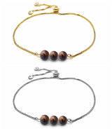 Dainty 3 Natural Chakra Gemstone Bead Bracelet Adjustable Slider Gold Plated Alloy Chain Crystal Bracelet Friendship Energy Healing Jewelry Gift