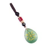 Viking Compass Car Charm | Vegvisir Teardrop Crystal Keychain, Norse Protection Amulet