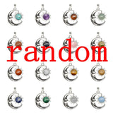 Natural Crystal Sun and Moon Pendant | Celestial Crescent Moon Gemstone Charm | Silver Alloy Sunburst Quartz Cabochon Jewelry Findings for DIY Making