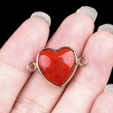 13MM Gemstone Heart Pendant Connector for Making Jewelry Wrapped Gold Plated