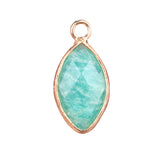 Natural Crystal Marquise Cut Pendant: 18mm Gold-Plated Healing Stone Charm for Necklaces & Spiritual Gifts