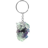 Chakra Gemstone Grape Pendant Keychain Healing Crystals Tumbled Stone Beads Keyring for Couple Best Friend Family