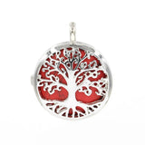 25mm Silver Plated Tree of Life Pendant Natural Round Crystal Inlay Hollow Charm for Chakra Necklace Making