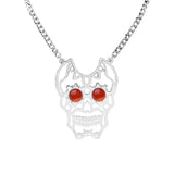 Gemstone Eye Hollowed Skull Pendant Stainless Steel Necklace 50CM Chain  Men & Women