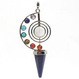 Natural Stone Pendulum Crystal Yoga 7 Chakra Spiral Hexagonal Cone Pendant Rose Quartz Reiki Healing Pendulum Jewelry