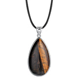 Silver Plated Bezel Set Teardrop Natural Gemstone Pendant, Multi‑Variety Water Drop Crystal Stone Pendant DIY Necklace Jewelry Accessory