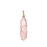 Natural Quartz Crystal Pendant Handmade Wire Wrapped Hexagonal Point Healing Chakra Reiki Stone Necklace for Women Men