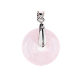 Natural Gemstone Ping Buckle Shaped Pendant with Silver Metal  Mixed Agate Crystal Pendant Jewelry Gift Bring Health