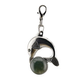 Bohemian Silver Marine Dolphin Key Ring • Cute Sea Animal Crystal Sphere Holder Charm • Unisex Beach Summer Theme Key Holder Clip Gift