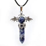 58×36mm Angel Wings Crystal Point Pendant | Natural Gemstone Hexagonal Prism Necklace for Men & Women
