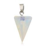 Gothic Faceted Cone Crystal Necklace, Natural Gemstone Pendulum Pendant with Stainless Steel Chain, Minimalist Bullet Point Choker Gift for Women & Men