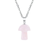15×20mm Natural Crystal Mushroom Pendant Necklace, Mini Gemstone Chakra Healing Jewelry