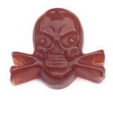 Hand Carved Skull & Crossbones Natural Agate Pendant, Mini Crystal Skull Gemstone Charm for DIY Jewelry Making