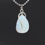 Teardrop Natural Gemstone Wire‑Wrapped Silver Pendant, Handmade Silver Metal Frame Water Drop Crystal Stone Pendant Reiki Chakra Healing Gem Charm Necklace for DIY Jewelry Making