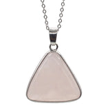 Multi‑Variety Natural Gem Triangle Pendant Necklace, Polished Smooth Cabochon Stone with Silver Chain, Witchy Spiritual Energy Necklace Birthday Holiday Jewelry Gift