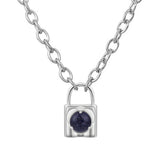Fashionable Alloy Love Heart Lock with Natural Crystal Gemstone Charm Pendant Necklace Alloy Oval Chain Necklace