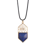 Gold Hollow Sun Ray Natural Stone Shield Arrow Pendant, Geometric Open‑Work Metal Frame Gemstone Pendant, Reiki Chakra Healing Crystal Charm for DIY Necklace Jewelry Making