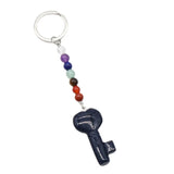 7 Chakra Beads Heart Key Crystal Keychain, Natural Healing Gemstone Love Key Pendant Gift